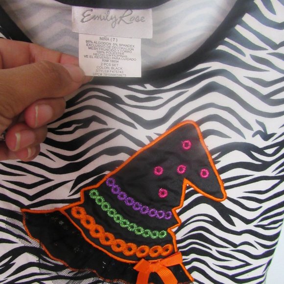 Emily Rose Halloween long sleeve zebra print sparkly tulle layered dress girls 7 - Picture 2 of 5